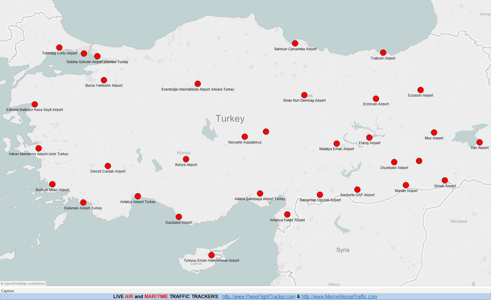 TURKEY AIRPORTS MAP